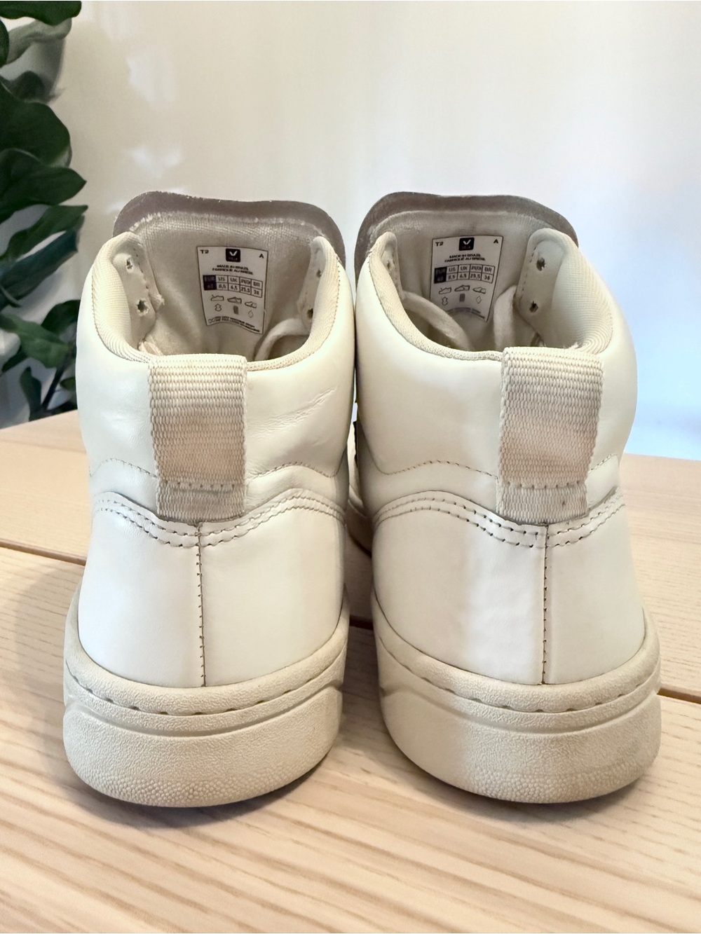 VEJA V-15 Leather White Nautico Navy High Top Sneakers EU 40 US 8.5 - Picture 6 of 8